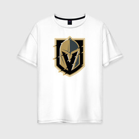 Женская футболка хлопок Oversize с принтом Vegas Golden Knights в Новосибирске, 100% хлопок | свободный крой, круглый ворот, спущенный рукав, длина до линии бедер
 | nhl | stanley cup | vegas golden knights | vegas knights | вегас голден найтс | вегас найтс | кубок стенли | кубок стэнли | нхл | хоккей | хоккейный клуб