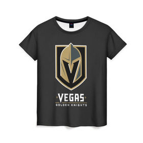 Женская футболка 3D с принтом Vegas Golden Knights в Новосибирске, 100% полиэфир ( синтетическое хлопкоподобное полотно) | прямой крой, круглый вырез горловины, длина до линии бедер | 