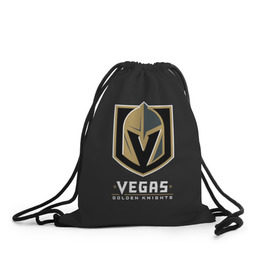 Рюкзак-мешок 3D с принтом Vegas Golden Knights в Новосибирске, 100% полиэстер | плотность ткани — 200 г/м2, размер — 35 х 45 см; лямки — толстые шнурки, застежка на шнуровке, без карманов и подкладки | 