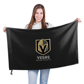 Флаг 3D с принтом Vegas Golden Knights в Новосибирске, 100% полиэстер | плотность ткани — 95 г/м2, размер — 67 х 109 см. Принт наносится с одной стороны | 