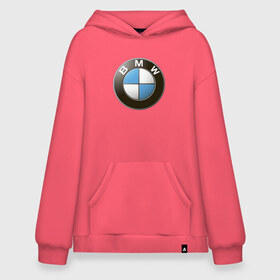 Худи SuperOversize хлопок с принтом BMW в Новосибирске, 70% хлопок, 30% полиэстер, мягкий начес внутри | карман-кенгуру, эластичная резинка на манжетах и по нижней кромке, двухслойный капюшон
 | bmw | logo | бмв | логотип бмв