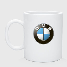 Кружка с принтом BMW в Новосибирске, керамика | объем — 330 мл, диаметр — 80 мм. Принт наносится на бока кружки, можно сделать два разных изображения | bmw | logo | бмв | логотип бмв