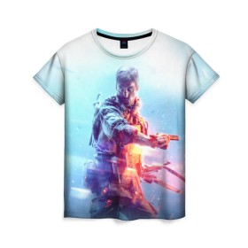 Женская футболка 3D с принтом Battlefield 5 Man в Новосибирске, 100% полиэфир ( синтетическое хлопкоподобное полотно) | прямой крой, круглый вырез горловины, длина до линии бедер | battlefield | battlefield5 | battlefieldv | батла | батлфилд | батлфилд5 | игра
