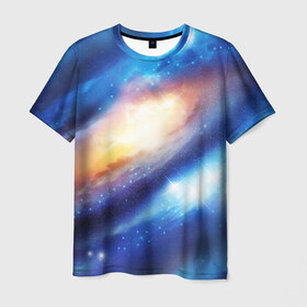 Мужская футболка 3D с принтом Космос в Новосибирске, 100% полиэфир | прямой крой, круглый вырез горловины, длина до линии бедер | abstraction | cosmos | nebula | space | star | universe | абстракция | вселенная | звезды | космос | мир | планеты