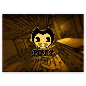 Поздравительная открытка с принтом Bendy and the ink machine (33) в Новосибирске, 100% бумага | плотность бумаги 280 г/м2, матовая, на обратной стороне линовка и место для марки
 | bendy | bendy and the ink machine | бенди | бенди и чернильная машина