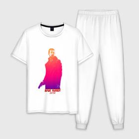 Мужская пижама хлопок с принтом Бегущий по лезвию 2049 в Новосибирске, 100% хлопок | брюки и футболка прямого кроя, без карманов, на брюках мягкая резинка на поясе и по низу штанин
 | 