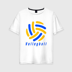 Женская футболка хлопок Oversize с принтом Volleyball в Новосибирске, 100% хлопок | свободный крой, круглый ворот, спущенный рукав, длина до линии бедер
 | sport | volleyball | волейбол | спорт