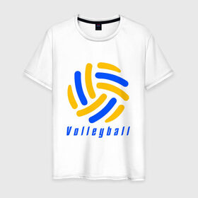 Мужская футболка хлопок с принтом Volleyball в Новосибирске, 100% хлопок | прямой крой, круглый вырез горловины, длина до линии бедер, слегка спущенное плечо. | sport | volleyball | волейбол | спорт