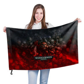 Флаг 3D с принтом Warhammer 40000: Dawn Of War в Новосибирске, 100% полиэстер | плотность ткани — 95 г/м2, размер — 67 х 109 см. Принт наносится с одной стороны | relic entertainment | warhammer 40000: dawn of war | черепа