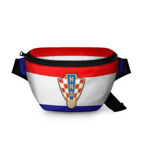 Поясная сумка 3D с принтом Сборная Хорватии флаг в Новосибирске, 100% полиэстер | плотная ткань, ремень с регулируемой длиной, внутри несколько карманов для мелочей, основное отделение и карман с обратной стороны сумки застегиваются на молнию | европы | хорватия | чемпионат мира | чм