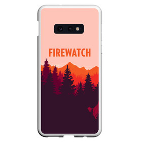 Чехол для Samsung S10E с принтом FIREWATCH в Новосибирске, Силикон | Область печати: задняя сторона чехла, без боковых панелей | art | campo santo | firewatch | game | горы | закат | игра | лес | пейзаж | пожарный дозор | солнце | холмы