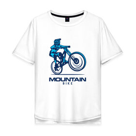 Мужская футболка хлопок Oversize с принтом Велосипед в Новосибирске, 100% хлопок | свободный крой, круглый ворот, “спинка” длиннее передней части | Тематика изображения на принте: downhill | байк | велосипед | велоспорт | горный | горы | спорт