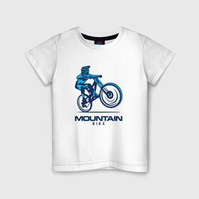 Детская футболка хлопок с принтом Велосипед в Новосибирске, 100% хлопок | круглый вырез горловины, полуприлегающий силуэт, длина до линии бедер | Тематика изображения на принте: downhill | байк | велосипед | велоспорт | горный | горы | спорт