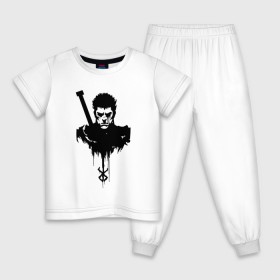 Детская пижама хлопок с принтом Берсерк. Гатс. Черный мечник. в Новосибирске, 100% хлопок |  брюки и футболка прямого кроя, без карманов, на брюках мягкая резинка на поясе и по низу штанин
 | 