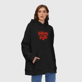 Худи SuperOversize хлопок с принтом Red Hot Chili Peppers в Новосибирске, 70% хлопок, 30% полиэстер, мягкий начес внутри | карман-кенгуру, эластичная резинка на манжетах и по нижней кромке, двухслойный капюшон
 | red hot chili peppers | rhcp | перцы | ред хот чили пепперс | рхчп | рэд