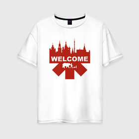 Женская футболка хлопок Oversize с принтом Red Hot Chili Peppers в Новосибирске, 100% хлопок | свободный крой, круглый ворот, спущенный рукав, длина до линии бедер
 | red hot chili peppers | rhcp | перцы | ред хот чили пепперс | рхчп | рэд