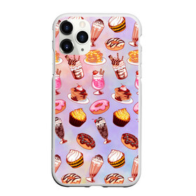 Чехол для iPhone 11 Pro матовый с принтом Очень Сладкий Паттерн в Новосибирске, Силикон |  | блины | вкусняшка | еда | кекс | клубника | коктейль | мороженое | панкейк | пончик | сладости