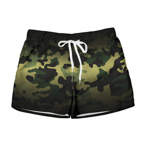 Женские шорты 3D с принтом Camouflage - Series 3 (Shorts,Pants) в Новосибирске, 100% полиэстер | прямой крой, два кармана без застежек по бокам. Мягкая трикотажная резинка на поясе, внутри которой широкие завязки. Длина до середины бедра | 0x000000123 | camo | green | зелёный | камуфляж | спорт