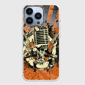 Чехол для iPhone 13 Pro с принтом Microphone в Новосибирске,  |  | art | grunge | guitar | line | microphone | pattern | абстракция | арт | гитара | гранж | линии | микрофон | узор