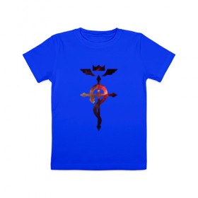 Детская футболка хлопок с принтом Стальной Алхимик в Новосибирске, 100% хлопок | круглый вырез горловины, полуприлегающий силуэт, длина до линии бедер | edward elric symbol | fullmetal alchemist | стальной алхимик