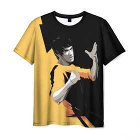 Мужская футболка 3D с принтом Bruce Lee в Новосибирске, 100% полиэфир | прямой крой, круглый вырез горловины, длина до линии бедер | bruce lee | актер | боец | воин | звезда | карате