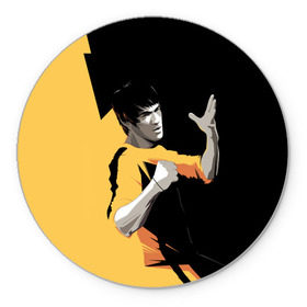 Коврик круглый с принтом Bruce Lee в Новосибирске, резина и полиэстер | круглая форма, изображение наносится на всю лицевую часть | Тематика изображения на принте: bruce lee | актер | боец | воин | звезда | карате