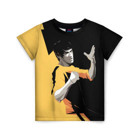 Детская футболка 3D с принтом Bruce Lee в Новосибирске, 100% гипоаллергенный полиэфир | прямой крой, круглый вырез горловины, длина до линии бедер, чуть спущенное плечо, ткань немного тянется | Тематика изображения на принте: bruce lee | актер | боец | воин | звезда | карате