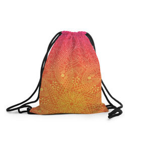 Рюкзак-мешок 3D с принтом Солнечные мандалы в Новосибирске, 100% полиэстер | плотность ткани — 200 г/м2, размер — 35 х 45 см; лямки — толстые шнурки, застежка на шнуровке, без карманов и подкладки | 