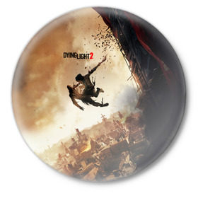 Значок с принтом Dying Light 2 в Новосибирске,  металл | круглая форма, металлическая застежка в виде булавки | Тематика изображения на принте: dying | game | horror | light | апокалипсис | зомби | игра | мертвецы | монстр | паркур | ужас | хоррор