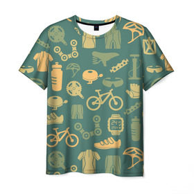 Мужская футболка 3D с принтом Велосипедист в Новосибирске, 100% полиэфир | прямой крой, круглый вырез горловины, длина до линии бедер | bicycle | bike | road | speed | sport | вело | велосипед | велосипедист | гонщик | дорога | здоровье | педали | сила | скорость | спорт | трасса | шлем