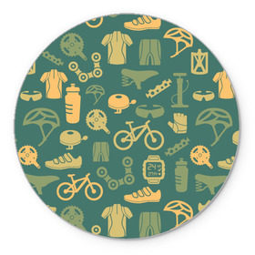 Коврик круглый с принтом Велосипедист в Новосибирске, резина и полиэстер | круглая форма, изображение наносится на всю лицевую часть | Тематика изображения на принте: bicycle | bike | road | speed | sport | вело | велосипед | велосипедист | гонщик | дорога | здоровье | педали | сила | скорость | спорт | трасса | шлем