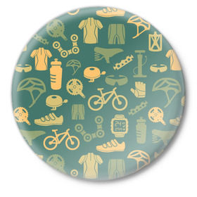 Значок с принтом Велосипедист в Новосибирске,  металл | круглая форма, металлическая застежка в виде булавки | Тематика изображения на принте: bicycle | bike | road | speed | sport | вело | велосипед | велосипедист | гонщик | дорога | здоровье | педали | сила | скорость | спорт | трасса | шлем