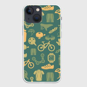 Чехол для iPhone 13 mini с принтом Велосипедист в Новосибирске,  |  | bicycle | bike | road | speed | sport | вело | велосипед | велосипедист | гонщик | дорога | здоровье | педали | сила | скорость | спорт | трасса | шлем