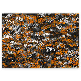 Поздравительная открытка с принтом Jump da f#ck up! в Новосибирске, 100% бумага | плотность бумаги 280 г/м2, матовая, на обратной стороне линовка и место для марки
 | Тематика изображения на принте: slipknot | soulfly | u rban | белый | графити | граффити | камуфляж | надпись | оранжевый | черный
