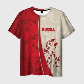 Мужская футболка 3D с принтом Russia в Новосибирске, 100% полиэфир | прямой крой, круглый вырез горловины, длина до линии бедер | rus | russia | team | мира | российская | россия | рф | сборная | федерация | футбол | чемпионат