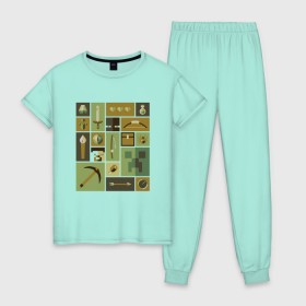 Женская пижама хлопок с принтом Minecraft (New collection 2018) в Новосибирске, 100% хлопок | брюки и футболка прямого кроя, без карманов, на брюках мягкая резинка на поясе и по низу штанин | 0x000000123 | minecraft | майнкрафт