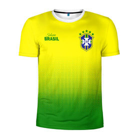 Мужская футболка 3D спортивная с принтом Сборная Бразилии в Новосибирске, 100% полиэстер с улучшенными характеристиками | приталенный силуэт, круглая горловина, широкие плечи, сужается к линии бедра | brasil | brasilia | brazilia | braziliya | cfb | бразилия | сборная