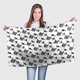 Флаг 3D с принтом Кошка Соня в Новосибирске, 100% полиэстер | плотность ткани — 95 г/м2, размер — 67 х 109 см. Принт наносится с одной стороны | котик | кошечка | кошка | мяу