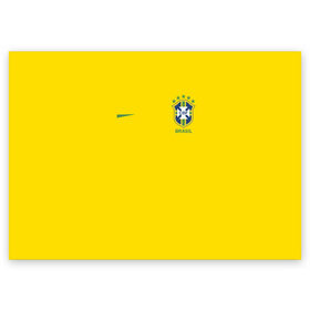 Поздравительная открытка с принтом Бразилия форма (без надписи сзади) в Новосибирске, 100% бумага | плотность бумаги 280 г/м2, матовая, на обратной стороне линовка и место для марки
 | brasil | championship | cup | football | team | world |  чемпионат мира | бразилии | бразилия | форма | футбол | чм