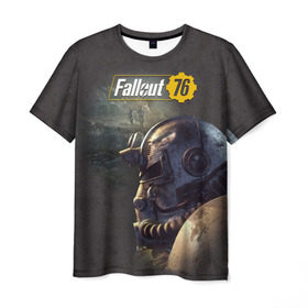 Мужская футболка 3D с принтом Fallout 76 в Новосибирске, 100% полиэфир | прямой крой, круглый вырез горловины, длина до линии бедер | fallout | fallout 76 | future | rpg | valt tec | war | wasteland | будущее | война | костюм | постапокалипсис | рпг | фалаут | фолаут | фоллаут | фолыч | ядерная пустошь