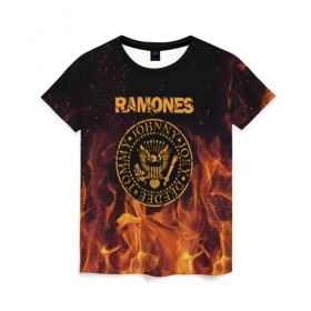 Женская футболка 3D с принтом Ramones в Новосибирске, 100% полиэфир ( синтетическое хлопкоподобное полотно) | прямой крой, круглый вырез горловины, длина до линии бедер | ramones | джонни | джоуи | ди ди томми | рамон | рамонес | рамоун | рамоунз | рамоунс | рок группа