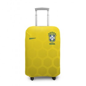 Чехол для чемодана 3D с принтом Сборная Бразилии узор соты в Новосибирске, 86% полиэфир, 14% спандекс | двустороннее нанесение принта, прорези для ручек и колес | brazil | championship | cup | football | team | world | бразилия | форма | футбол | чемпионат мира | чм