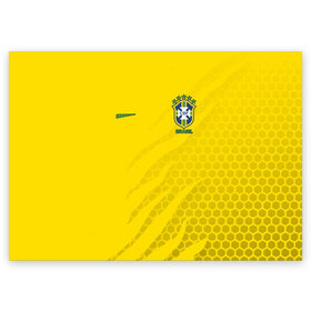 Поздравительная открытка с принтом Бразилия форма с узором в Новосибирске, 100% бумага | плотность бумаги 280 г/м2, матовая, на обратной стороне линовка и место для марки
 | brasil | brazilian | cup | fifa | footbal | national | soccer | time | world | бразилия | сборная бразилии | сетка | соты | футбол | футбольная форма