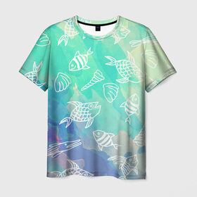 Мужская футболка 3D с принтом Рыбы в Новосибирске, 100% полиэфир | прямой крой, круглый вырез горловины, длина до линии бедер | fish | ocean | sea | вода | море | океан | рыба | рыбы