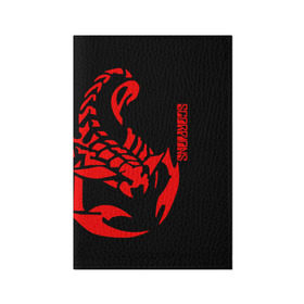 Обложка для паспорта матовая кожа с принтом Scorpions в Новосибирске, натуральная матовая кожа | размер 19,3 х 13,7 см; прозрачные пластиковые крепления | Тематика изображения на принте: scorpions | группа | скорпионс | хард | хардрок