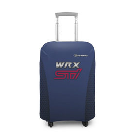 Чехол для чемодана 3D с принтом SUBARU WRX STI в Новосибирске, 86% полиэфир, 14% спандекс | двустороннее нанесение принта, прорези для ручек и колес | Тематика изображения на принте: impreza | sport car | sti | subaru | wrx | авто | логотип | синяя | субарик | субару