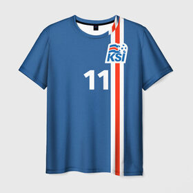 Мужская футболка 3D с принтом KSI 11 A.FINNBOGASSON в Новосибирске, 100% полиэфир | прямой крой, круглый вырез горловины, длина до линии бедер | fc | football | football club | iceland | sport | исландия | сборная исландии | спорт | спортивные | униформа | фирменные цвета | фк | футбол | футбольный клуб