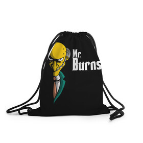 Рюкзак-мешок 3D с принтом Mr. Burns (Simpsons) в Новосибирске, 100% полиэстер | плотность ткани — 200 г/м2, размер — 35 х 45 см; лямки — толстые шнурки, застежка на шнуровке, без карманов и подкладки | Тематика изображения на принте: burns | mr | mr. burns | simpsons | мистер бернс | симпсоны