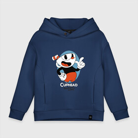 Детское худи Oversize хлопок с принтом Cuphead (4) в Новосибирске, френч-терри — 70% хлопок, 30% полиэстер. Мягкий теплый начес внутри —100% хлопок | боковые карманы, эластичные манжеты и нижняя кромка, капюшон на магнитной кнопке | cuphead | game | retro | uphead