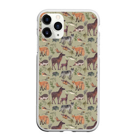 Чехол для iPhone 11 Pro матовый с принтом Wild animals в Новосибирске, Силикон |  | animals | deer | forest | fox | nature | wild nature | дикие животные | ёжик | лес | лиса | олень | природа | рыба